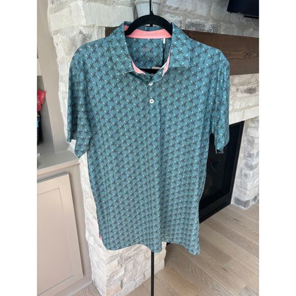 PUMA Men's Bold Blue Slate Sky MATTR Palms Polo Shirt Size S - Picture 3 of 8